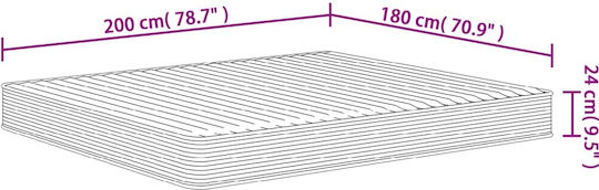 vidaXL King Size Mattress Double-Sided 180x200x24cm