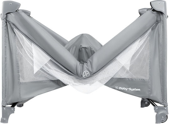Moby System Happy Traveller Basic Παρκοκρέβατο με Στρώμα Γκρι 128x68cm