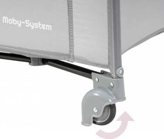 Moby System Happy Traveller Basic Παρκοκρέβατο με Στρώμα Γκρι 128x68cm