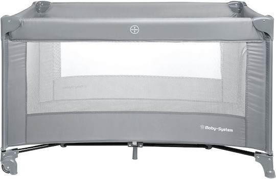Moby System Happy Traveller Basic Παρκοκρέβατο με Στρώμα Γκρι 128x68cm