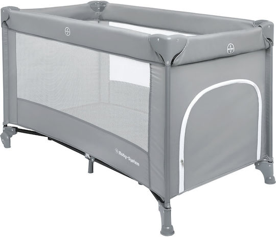 Moby System Happy Traveller Basic Παρκοκρέβατο με Στρώμα Γκρι 128x68cm