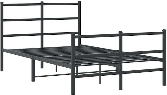 Hälfte Doppel Metallbett Schwarz mit Lattenrost für Matratze 120x200cm