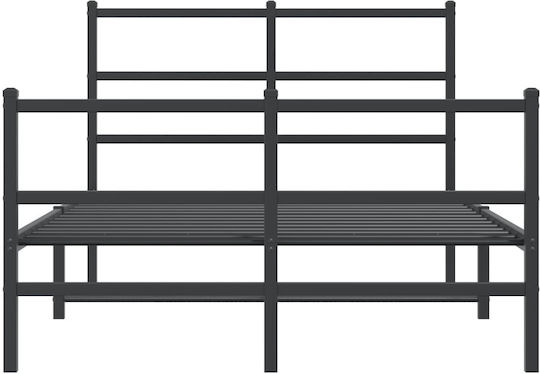 Hälfte Doppel Metallbett Schwarz mit Lattenrost für Matratze 120x200cm