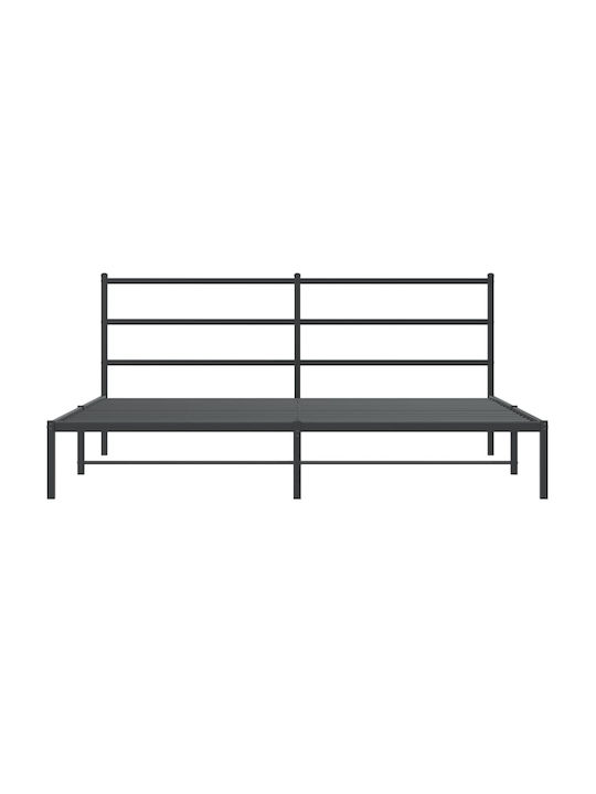 King Size Metal Bed Black with Slats for Mattress 193x203cm