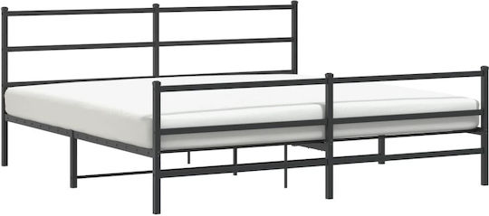 King Size Metallbett Schwarz mit Lattenrost für Matratze 183x213cm