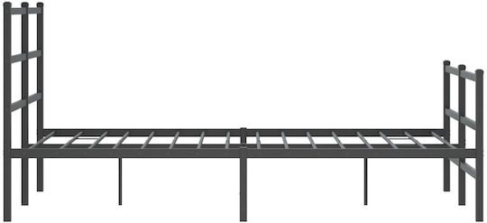 Hälfte Doppel Metallbett Schwarz mit Lattenrost für Matratze 120x200cm