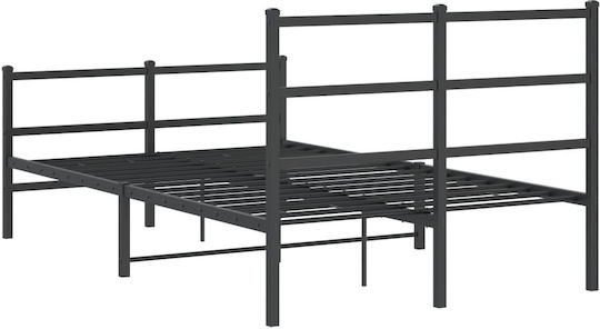 Hälfte Doppel Metallbett Schwarz mit Lattenrost für Matratze 120x200cm