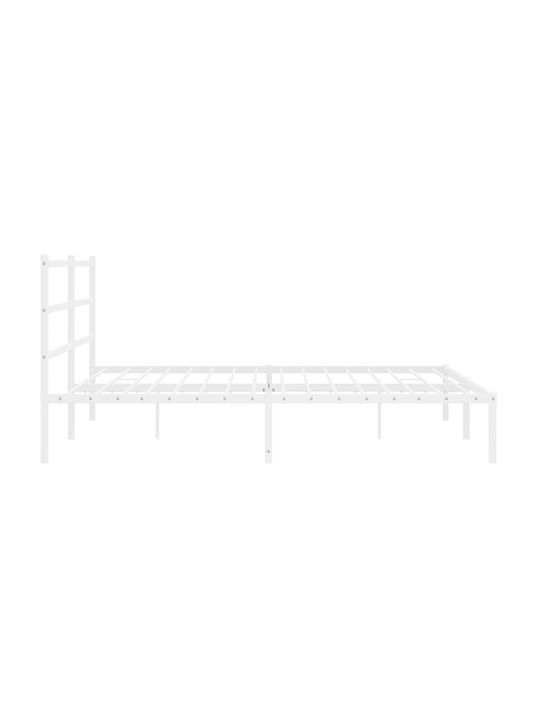 Метално Легло Кинг Сайз Бяло с Дъски за Матрак 193x203см