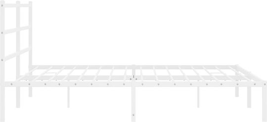 Метално Легло Кинг Сайз Бяло с Дъски за Матрак 193x203см