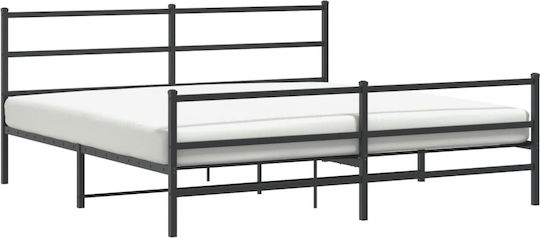 Κρεβάτι King Size Μεταλλικό Μαύρο με Τάβλες για Στρώμα 193x203cm