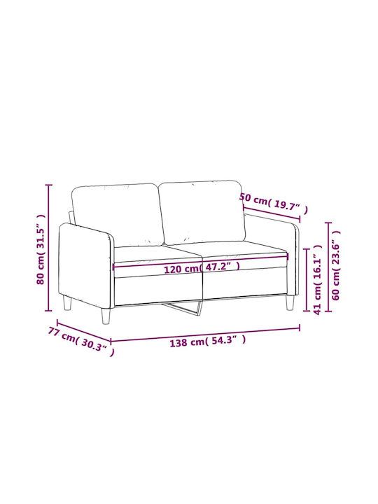 Doppelsitzer Sofa Samt Light Grey 138x77x80cm