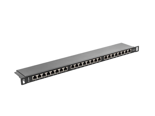 Lanberg Shielded Patch Panel for Rack 0.5U 19" with 24 cat6 Ports Black