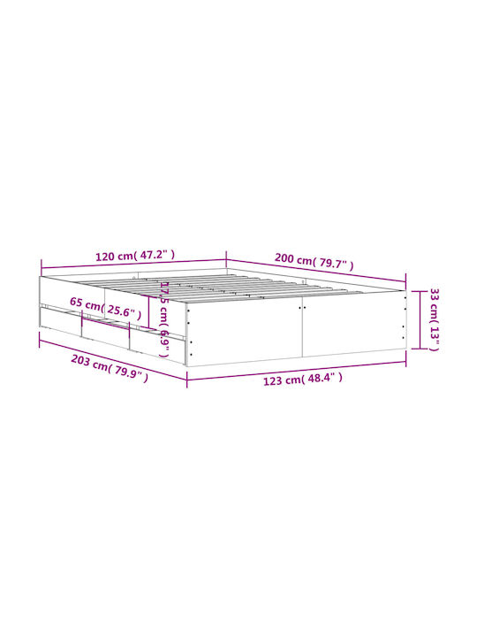 Halbgrößeres Bett Unterlage Holz Weiß mit Lattenrost für Matratze 120x200cm