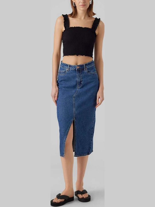 Veri Τζιν Ψηλόμεση Midi Φούστα Medium Aged Denim
