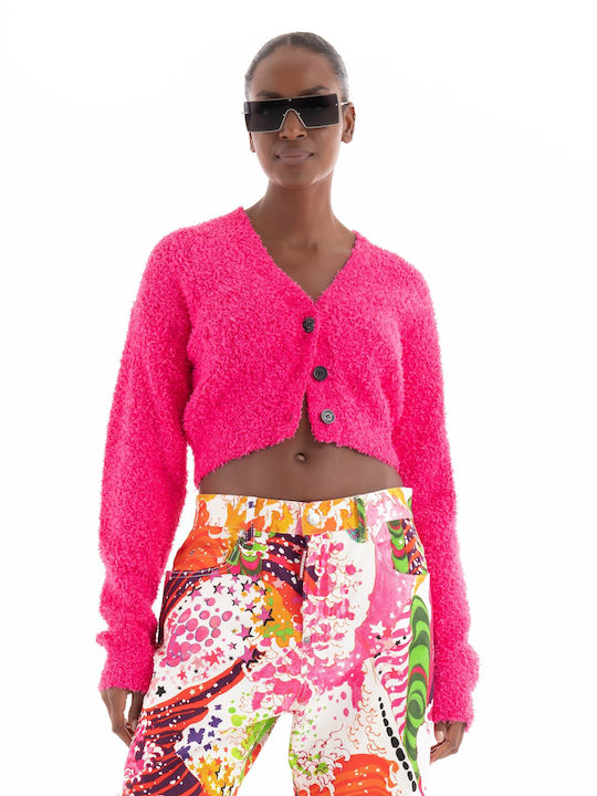 Karl Lagerfeld Short Women's Knitted Cardigan Fuchsia