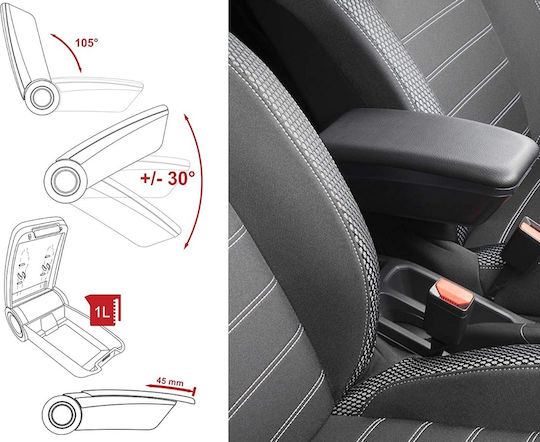 Rati Armster Car Leather Armrest for Dacia Duster Black