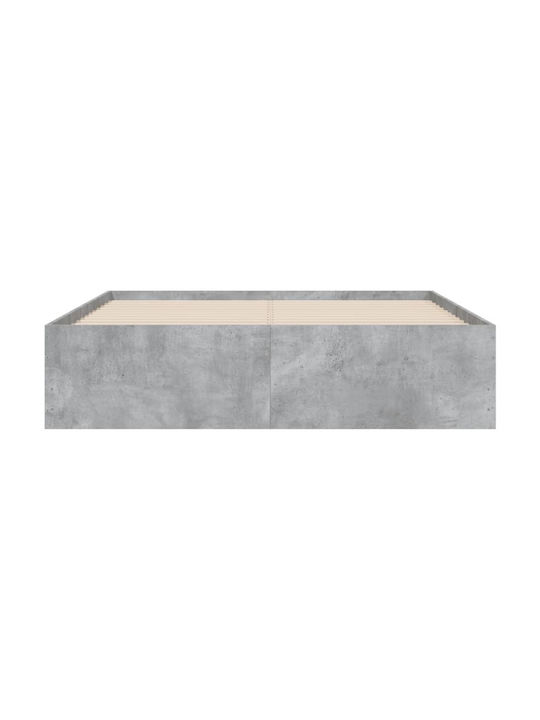Hälfte Doppelbett Holz Grau mit Lattenrost für Matratze 120x190cm