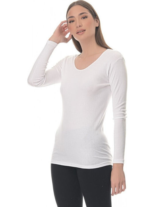 Mânecă lungă Alb Tricou pentru femei