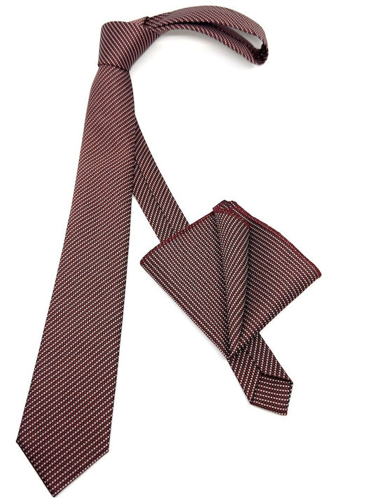 Legend Accessories Сет Мъжки Крават Отпечатани в Бордо Цвят