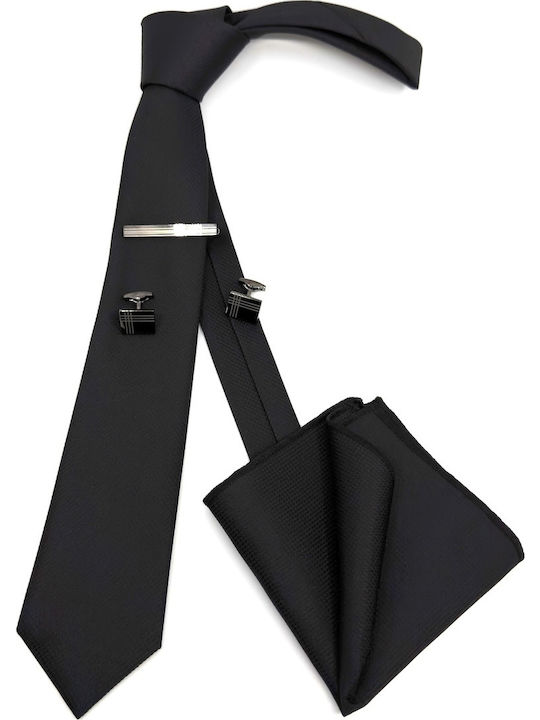 Legend Accessories Set de Cravată pentru Bărbați Monocromie în Culorea Negru