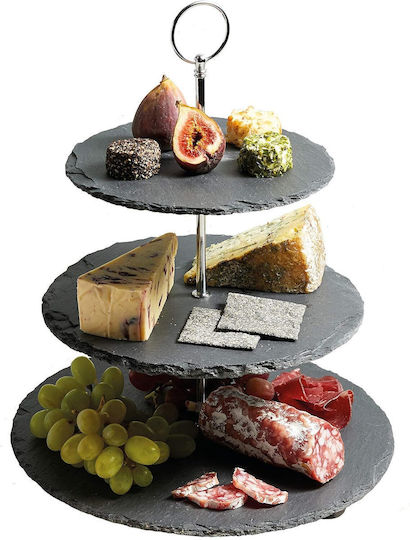 Kitchen Craft Stone Dessert Tower Stand with 3 Tiers Black 28.5x28.5x34.5cm