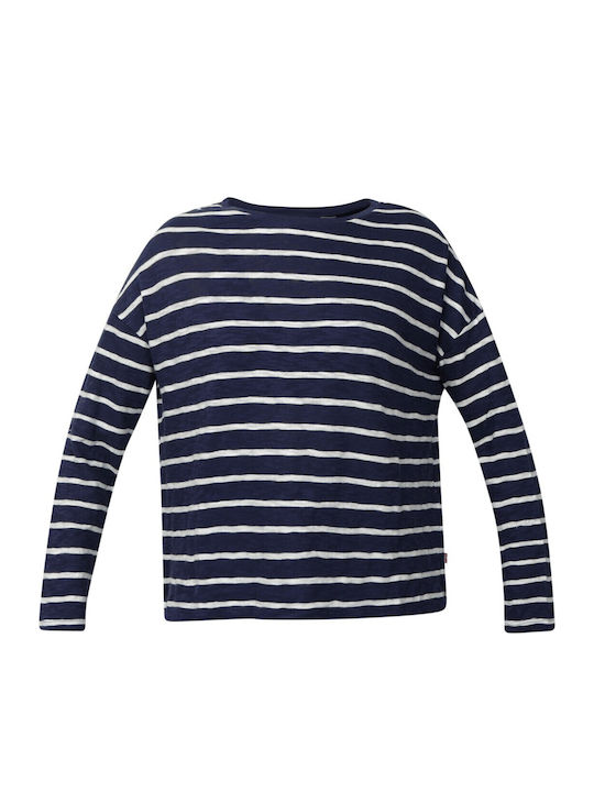 Margot Women's Blouse Cotton Long Sleeve Striped White / Blue