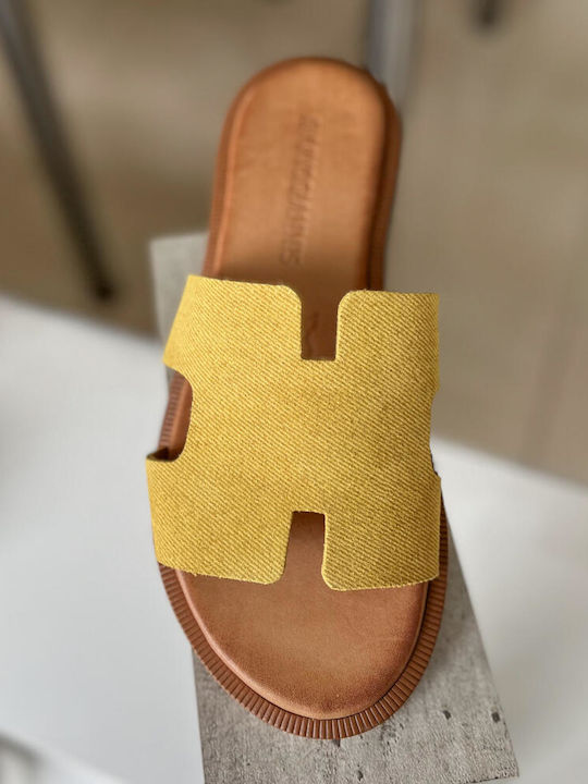 Sandale Casual Damă Din Piele Galbene