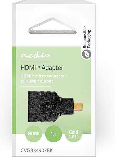 Nedis Μετατροπέας micro HDMI male σε HDMI female Χρυσό 1τμχ (CVGB34907BK)