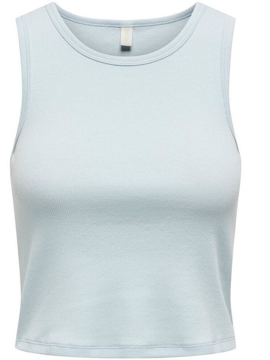 Only Damen Crop Top Baumwolle Ärmellos Hellblau