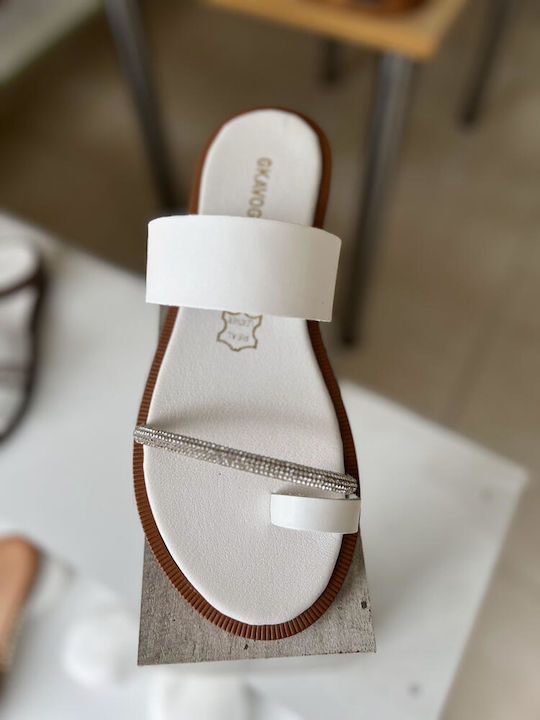 Sandale Casual Damă din Piele Albă