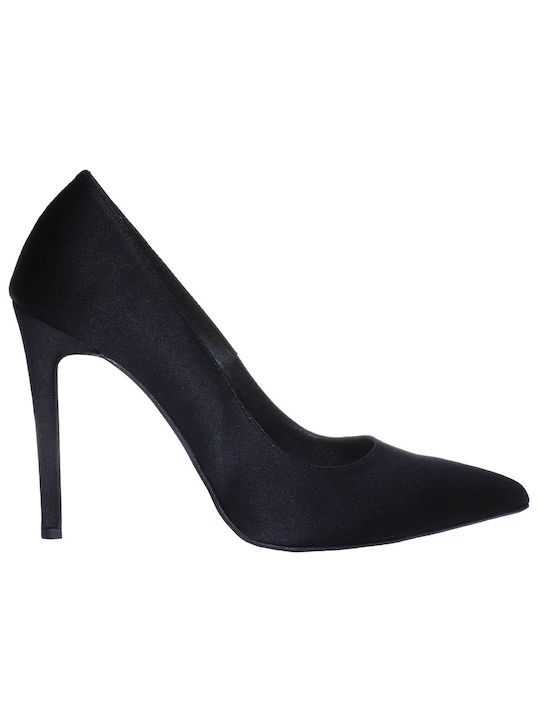 Malena Leather Pointed Toe Black Heels