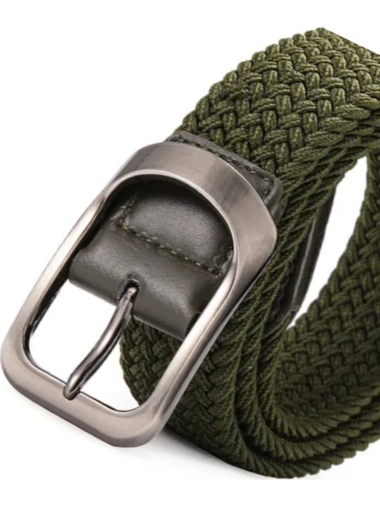 Elastisch Herren Gürtel Stoff Gestrickt Khaki