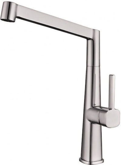 Inter Ceramic Alpaca Вграден Кухненски Мивка Вдясно Inox със Смесител М80xШ60см Сребрист
