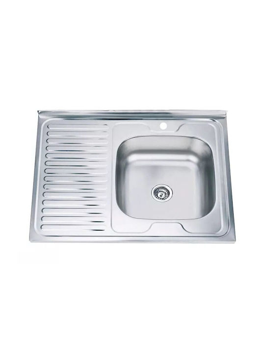 Inter Ceramic Alpaca Ένθετος Νεροχύτης Inox Μ80xΠ60cm Ασημί
