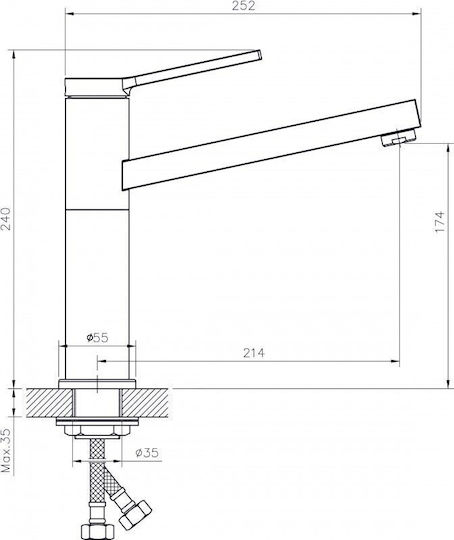 Inter Ceramic Icf Drop-In Кухненски Мивка Inox със Смесител Дължина 60xШирина 45см Сребрист