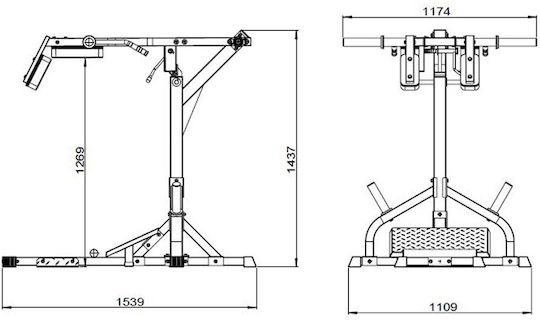X-FIT Hack Machine Όργανο Squat χωρίς Βάρη