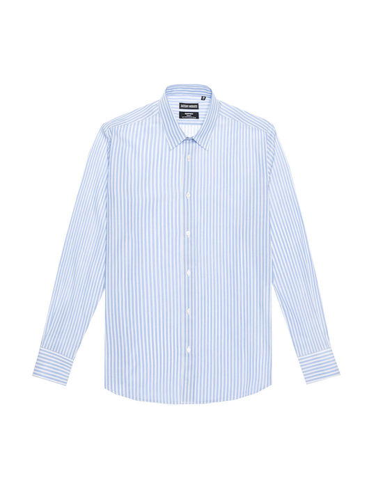 Antony Morato Men's Shirt Long Sleeve Striped Blue