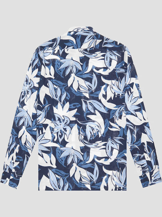 Long-sleeved Cotton Shirt Dark Blue