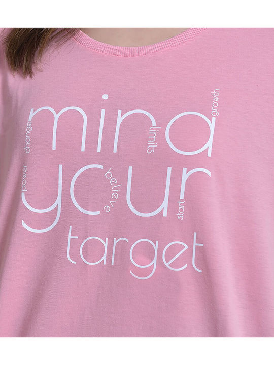 Damen Sportlich T-Shirt Polka Dot Rosa