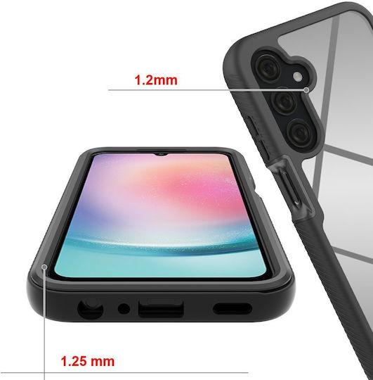 Tech-Protect Defense360 Plastic / Tempered Glass 2mm Set cu Geam Negru (Galaxy A25 5G)
