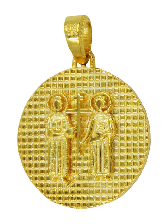 Roloi Kaliamanis Pendant Kids Talisman Double Sided Konstantinato made of Gold 14K PM1255