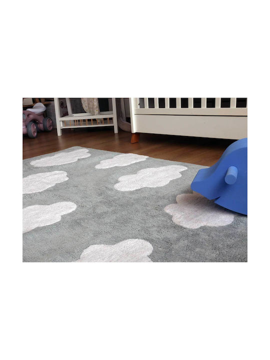 Baby Bliss Παιδικό Χαλί Σύννεφα Βαμβακερό Γκρι 100x140cm