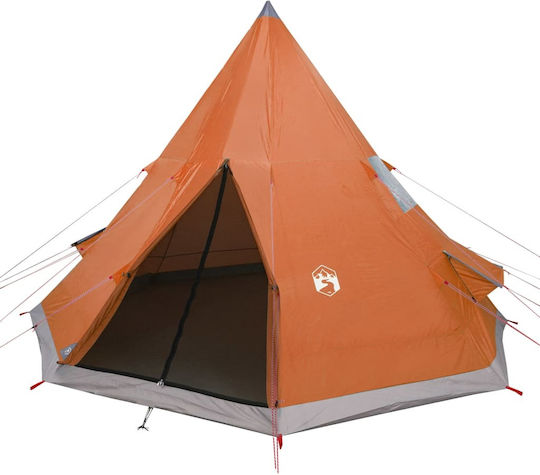 vidaXL Καλοκαιρινή Σκηνή Camping Teepee Πορτοκαλί για 4 Άτομα 367x367x259εκ.