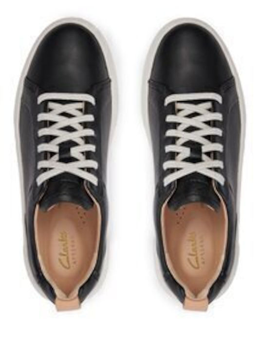 Clarks Hollyhock Walk Flatforms Sneakers Black Leather