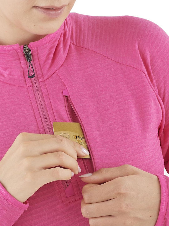 Essential Lightwarm Women's Fleece Blouse Long Sleeve with Zipper Pink