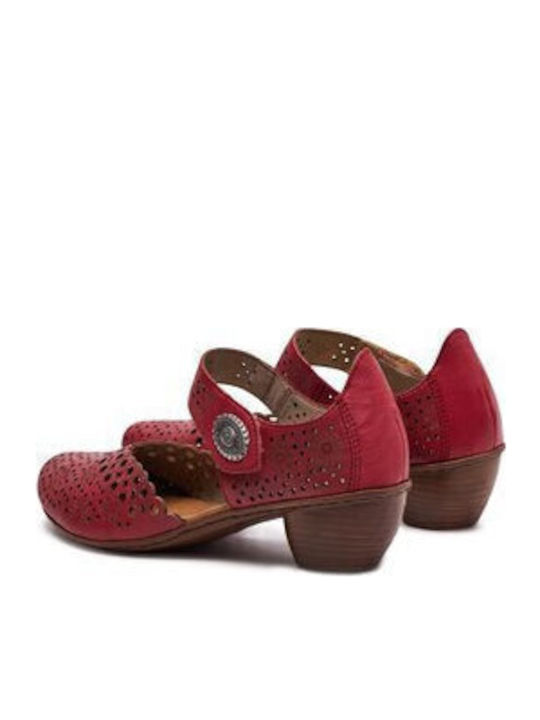 Leder Pumps mit Mittelhohem Absatz Rot