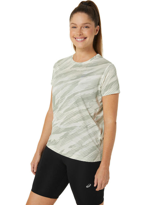 ASICS All Over Print Ss Women's Athletic T-shirt Green