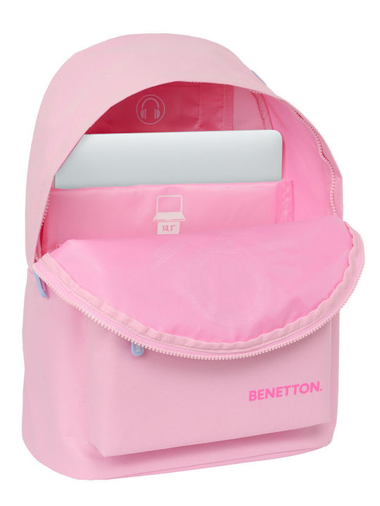 Benetton Rucksack Schulranzen Rucksack Junior High-High School Rosa 20Liter