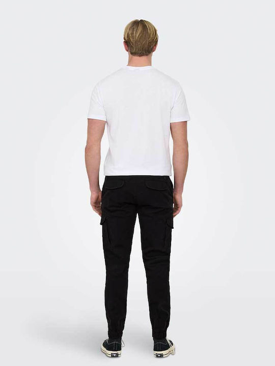 Only & Sons Pantaloni pentru bărbați Cargo Elastice cu Croială Tapered Negru