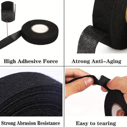 Tesa Self-Adhesive Fabric Tape Black 25mm 1pcs